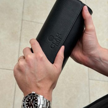 Clam Triple leather Watch roll - Dark Knight