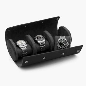 Clam® Leather Triple Watch Roll - 'Dark Knight'