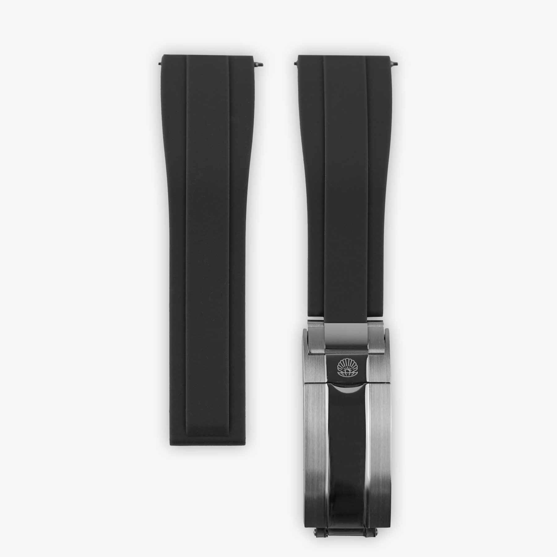 Black Straight Rubber strap for Rolex