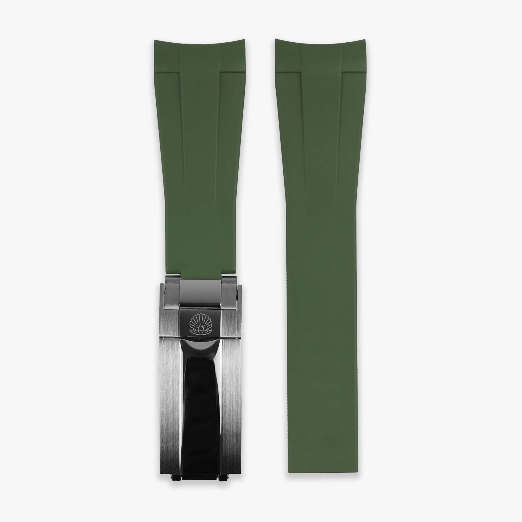 Premium deployment curved rubber strap for Rolex 20mm