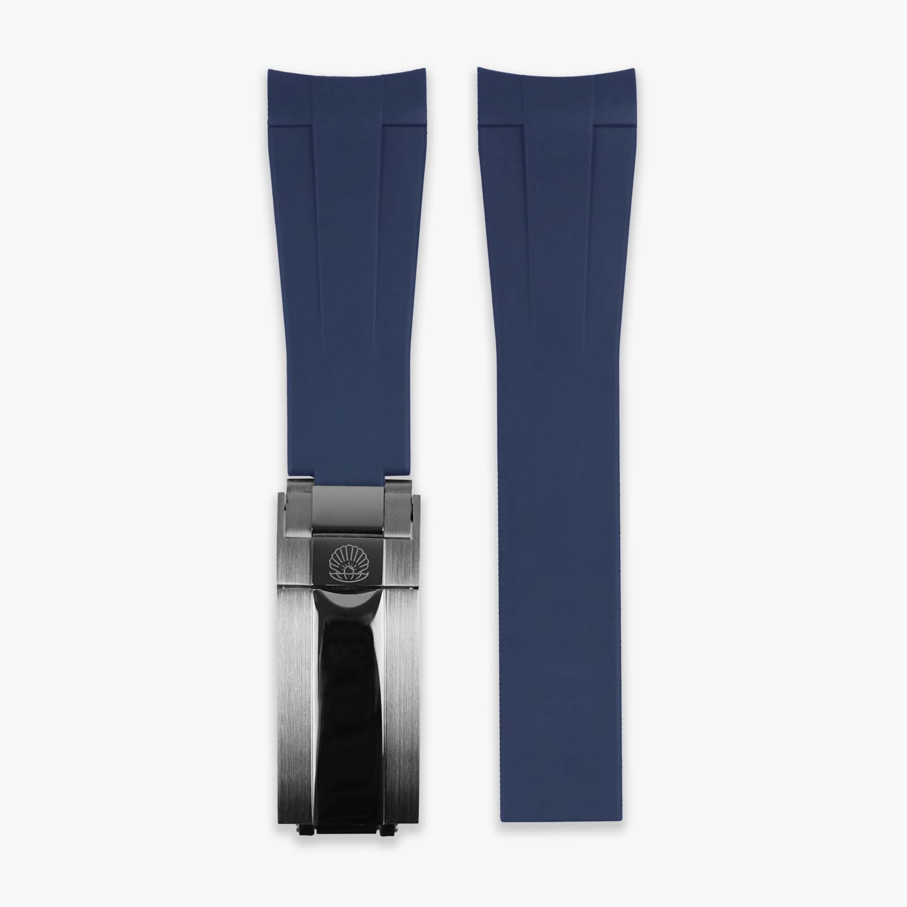 Premium deployment curved rubber strap for Rolex 20mm - Navy
