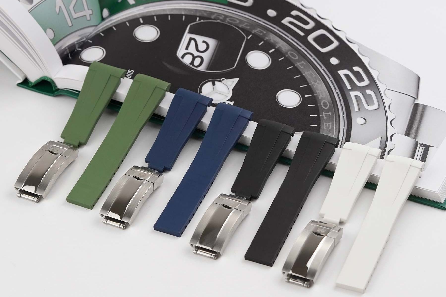 Premium deployment curved rubber strap for Rolex - Curved -20mm