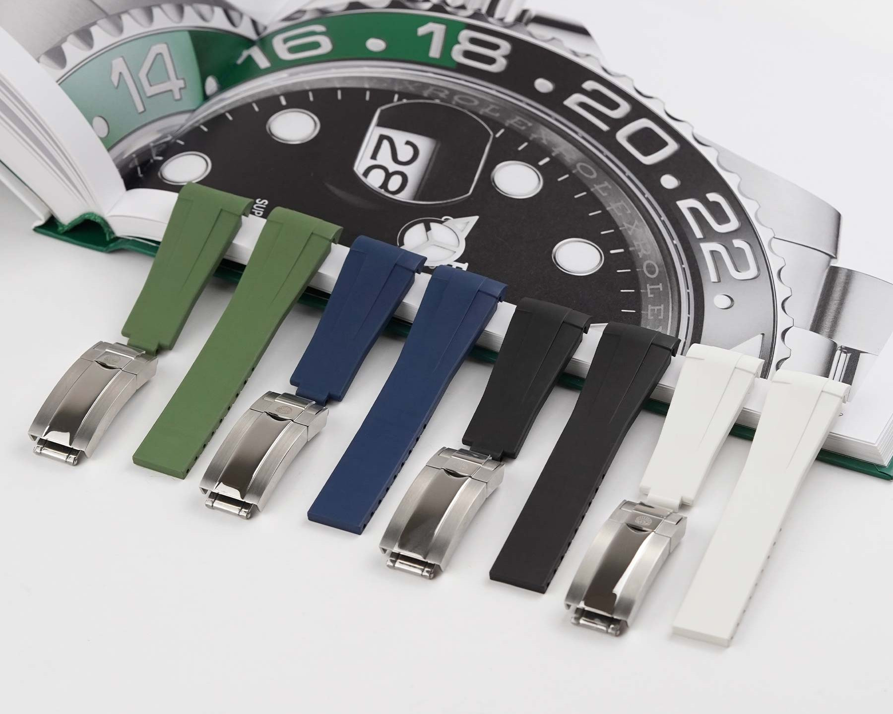 Premium deployment curved rubber strap for Rolex - Curved -20mm