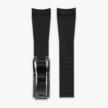Premium deployment curved rubber strap for Rolex 20mm - Black