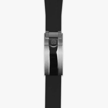 Premium deployment curved rubber strap for Rolex 20mm - Black