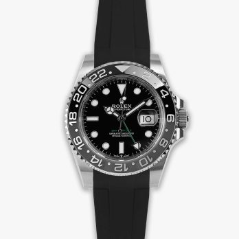 Premium deployment curved rubber strap for Rolex 20mm - Black