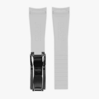 Premium deployment curved rubber strap for Rolex 20mm - White