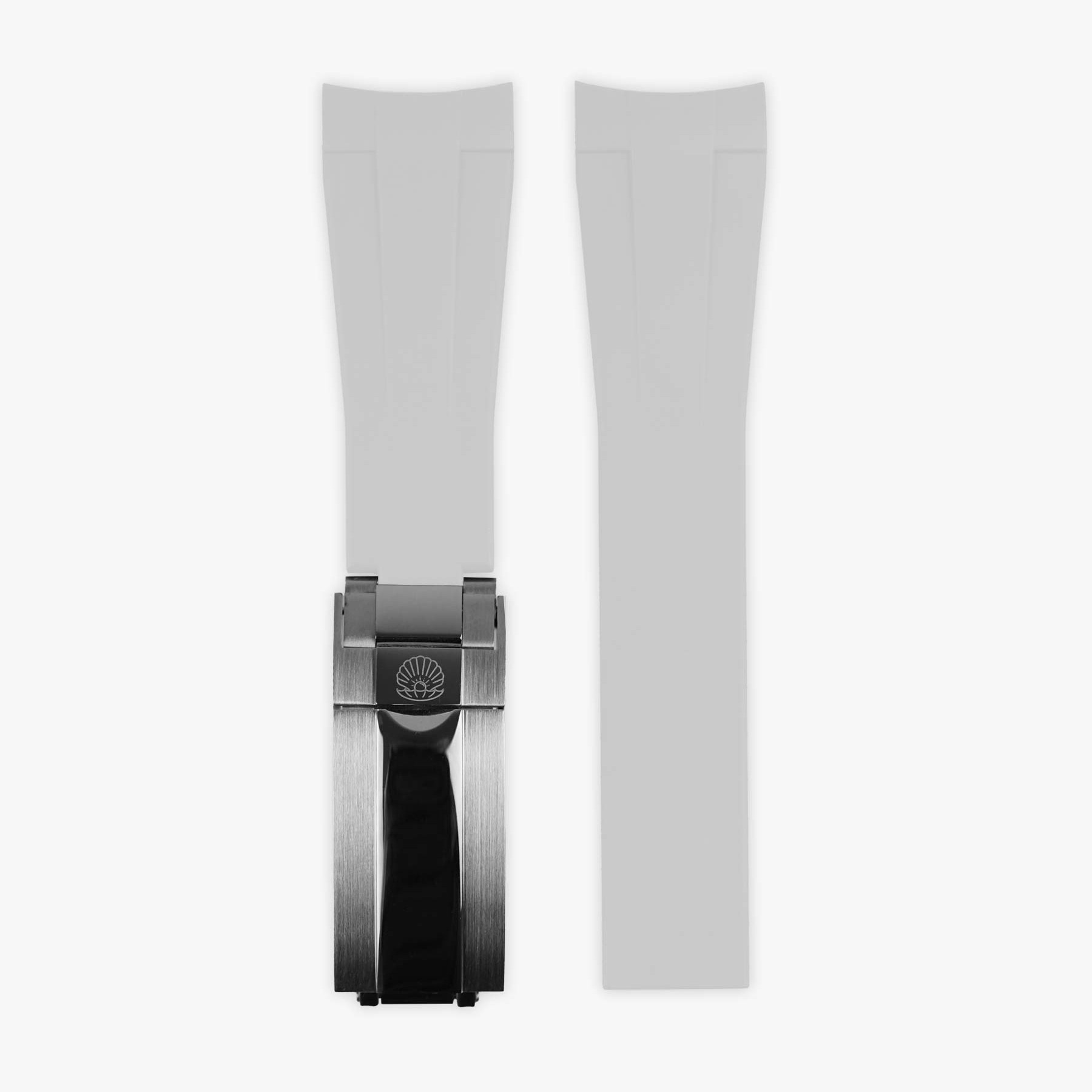 Premium deployment curved rubber strap for Rolex 20mm - White