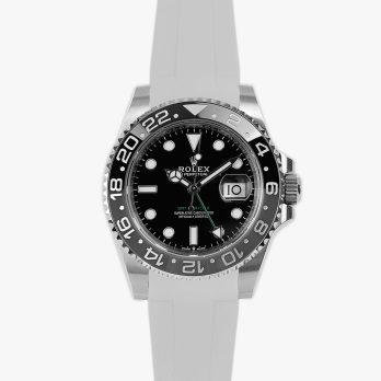 Premium deployment curved rubber strap for Rolex 20mm - White