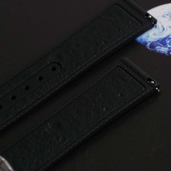 Clam® Premium Rubber Deployment Strap for Omega - Moon surface pattern black