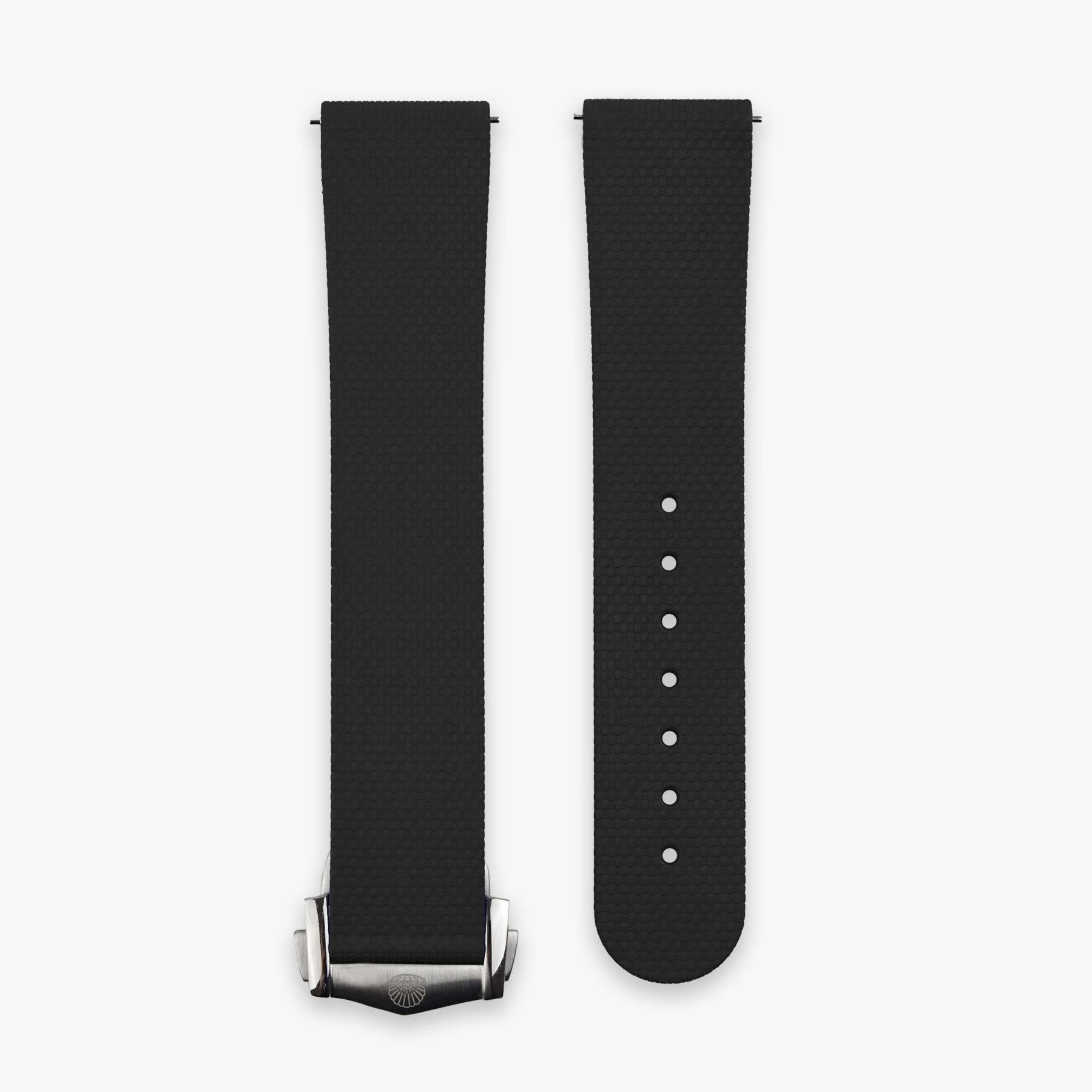 Clam® Premium Rubber Deployment Strap for Omega - Black Moon - Front