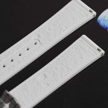 Clam® Premium Rubber Deployment Strap for Omega - Moon surface pattern white