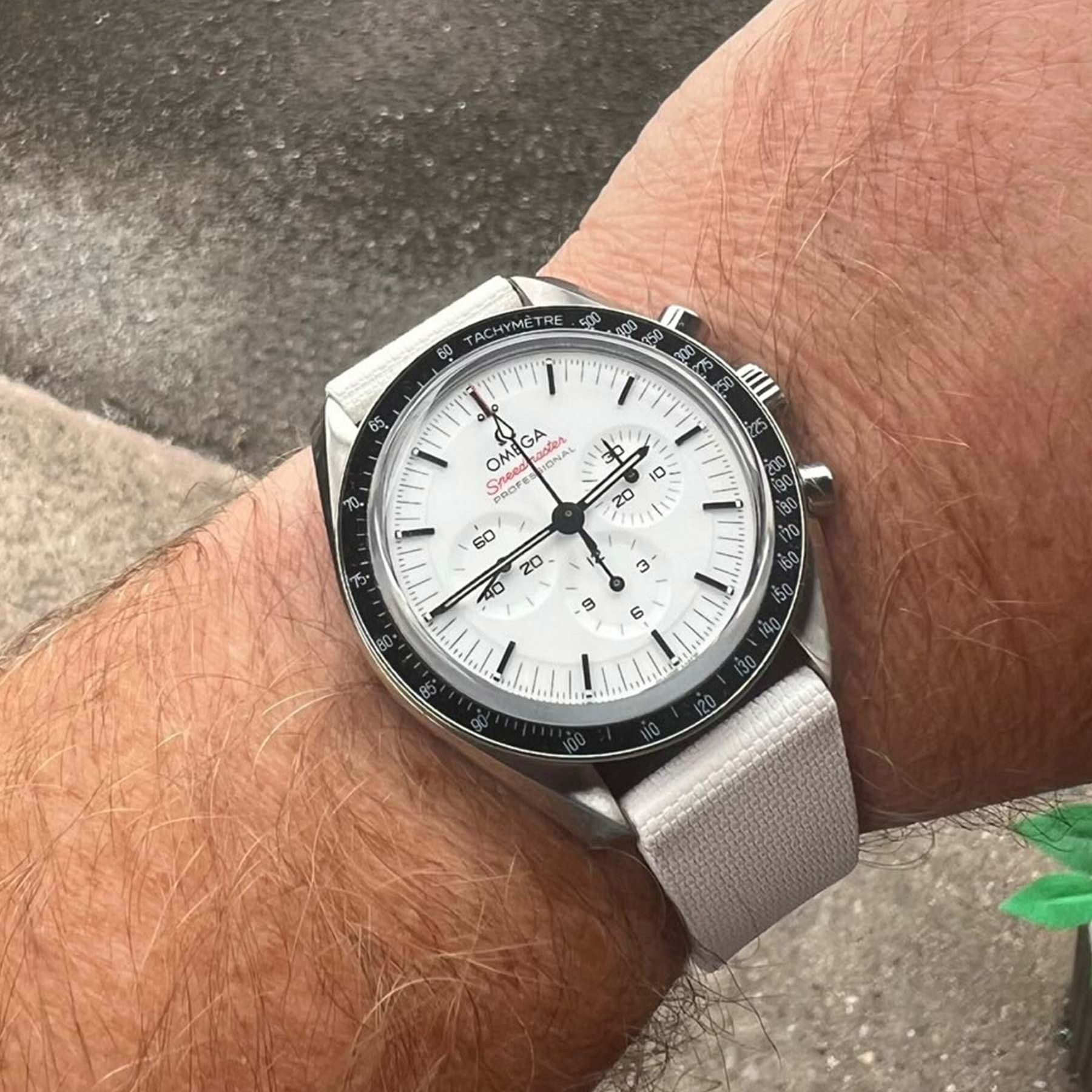 Clam® Premium Rubber Deployment Strap for Omega - Lunar White - Watch back