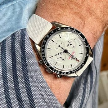 Clam® Premium Rubber Deployment Strap for Omega - Lunar White - Watch back